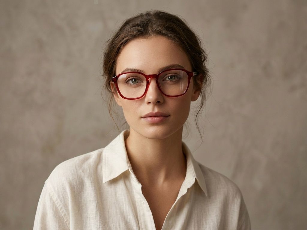 Gafas rectangulares de acetato rojo #BS2012-0028