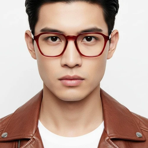 Rectangular Red Acetate Glasses #BS2012-0028