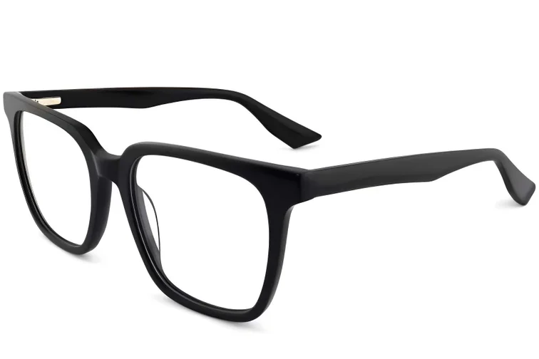 Rechteckige schwarze Acetatbrille #BS2012-0033