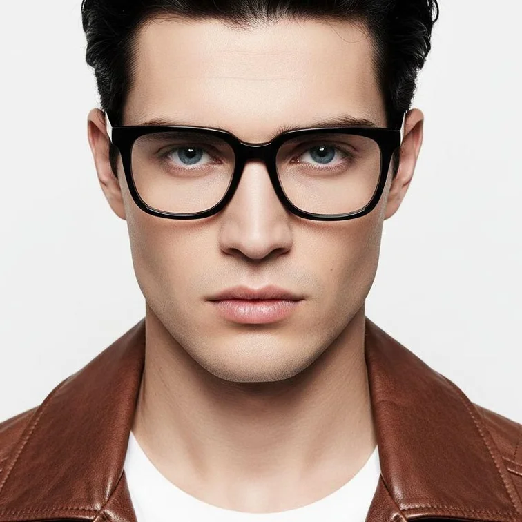 Rechteckige schwarze Acetatbrille #BS2012-0033