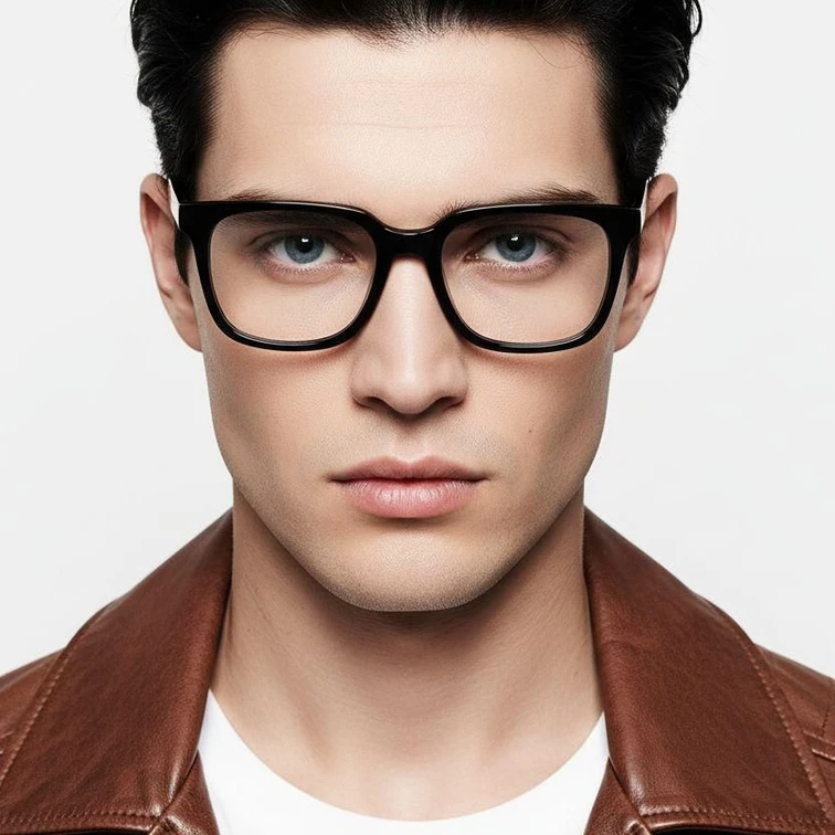 Rectangular Black Acetate Glasses #BS2012-0033