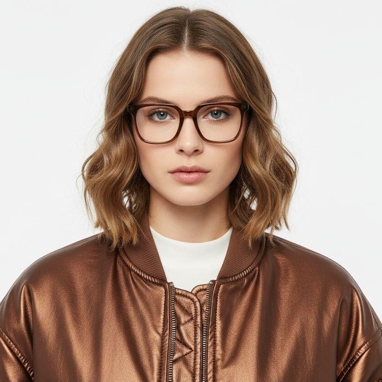 Rectangular Brown Acetate Glasses #BS2012-0036