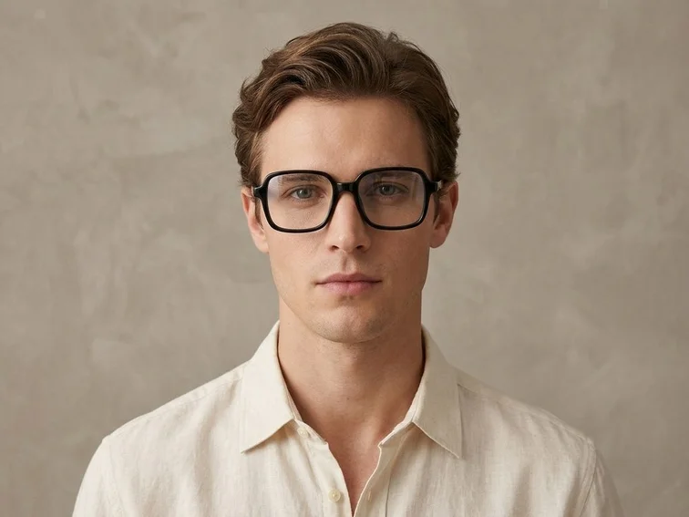 Rectangular Black Acetate Glasses #BS2012-0042