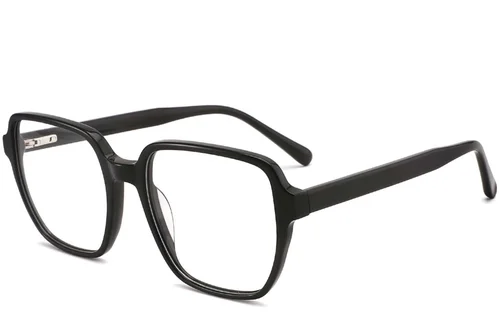 Lunettes rectangulaires en acétate noir #BS2012-0042