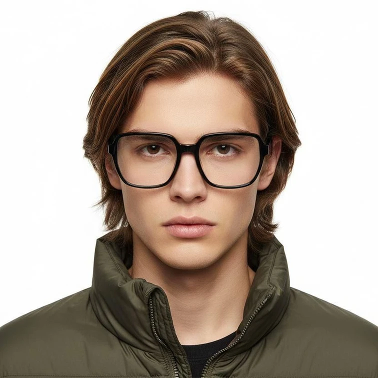 Rectangular Black Acetate Glasses #BS2012-0042