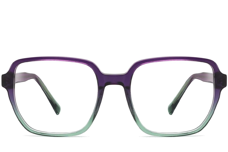 Rectangular Green Acetate Glasses #BS2012-0045