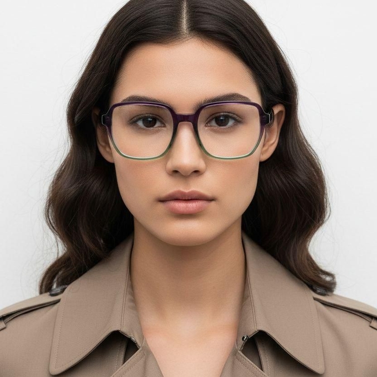 Rectangular Green Acetate Glasses #BS2012-0045