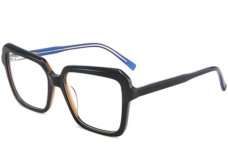 Verres rectangulaires en acétate bleu #BS2012-0048