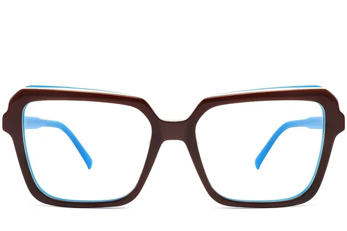 Verres rectangulaires en acétate bleu #BS2012-0050