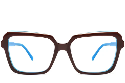 Verres rectangulaires en acétate bleu #BS2012-0050