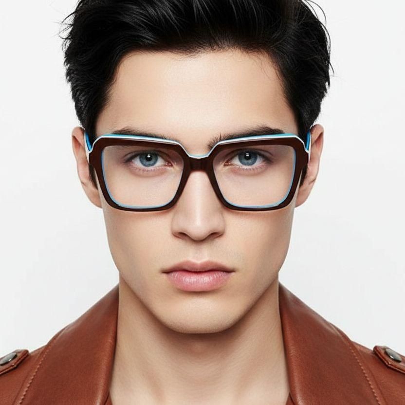 Rectangular Blue Acetate Glasses #BS2012-0050