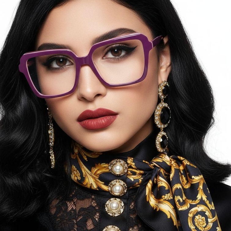 Gafas rectangulares de acetato rosa #BS2012-0051