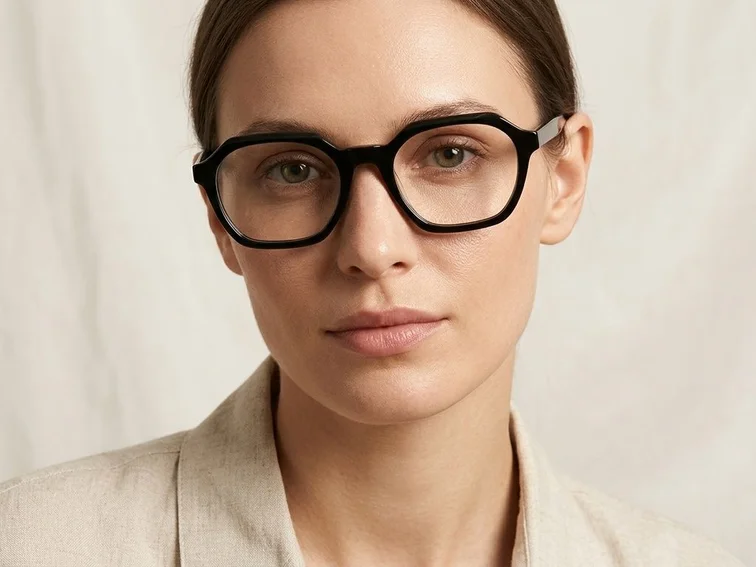 Rectangular Black Acetate Glasses #BS2012-0052