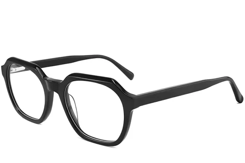 Lunettes rectangulaires en acétate noir #BS2012-0052