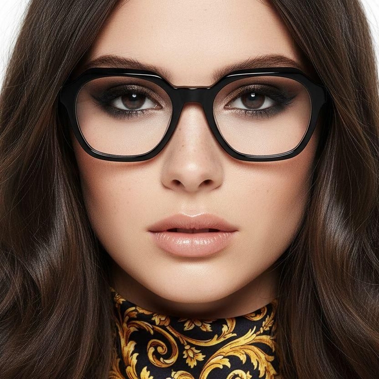 Rectangular Black Acetate Glasses #BS2012-0052