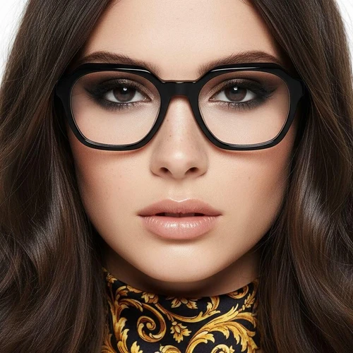 Rectangular Black Acetate Glasses #BS2012-0052