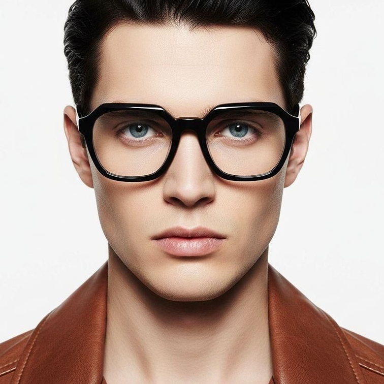 Rectangular Grey Acetate Glasses #BS2012-0053