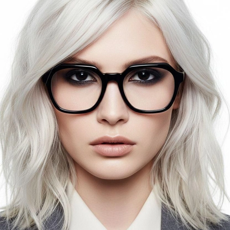 Rectangular Grey Acetate Glasses #BS2012-0054
