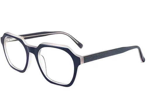 Verres rectangulaires en acétate bleu #BS2012-0056