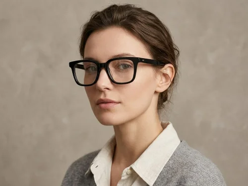 Lunettes rectangulaires en acétate noir #BS2012-0057