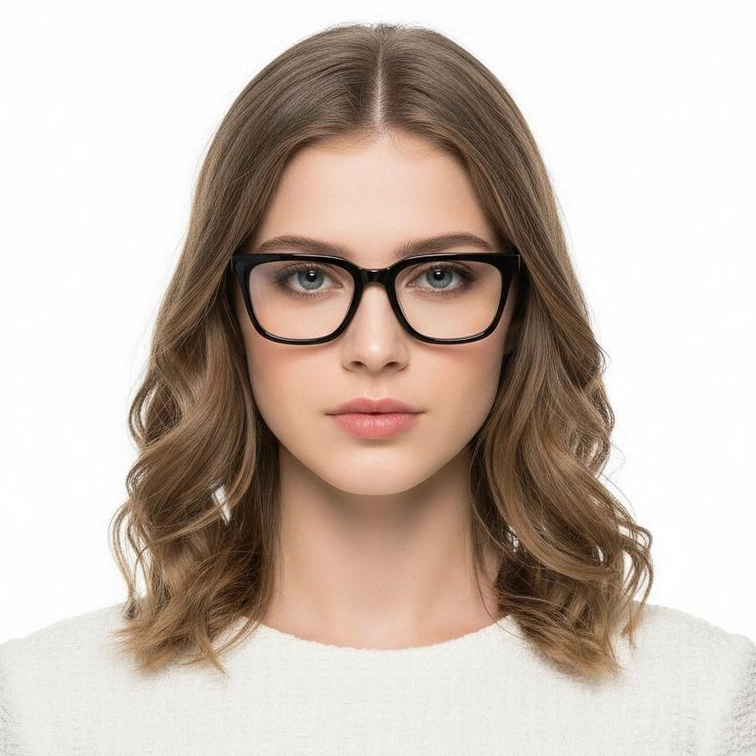 Rectangular Black Acetate Glasses #BS2012-0057
