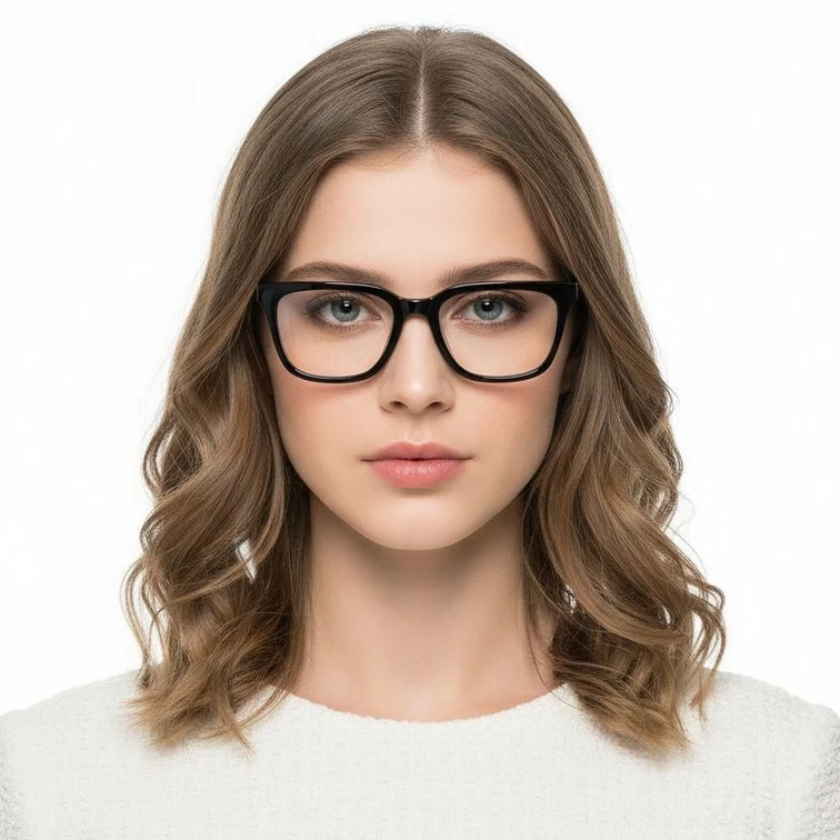 Lunettes rectangulaires en acétate noir #BS2012-0057