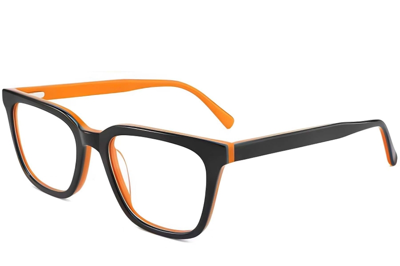 Rectangular Orange Acetate Glasses #BS2012-0058
