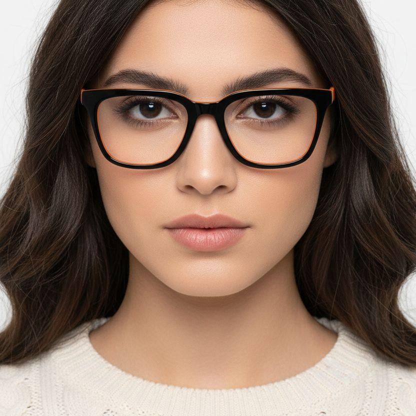 Rectangular Orange Acetate Glasses #BS2012-0058