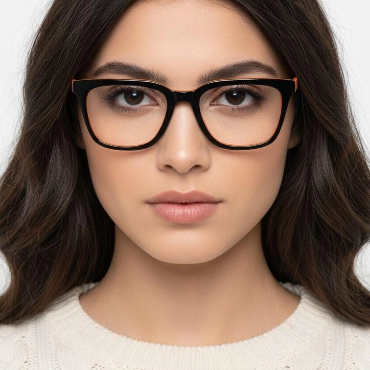 Rectangular Orange Acetate Glasses #BS2012-0058