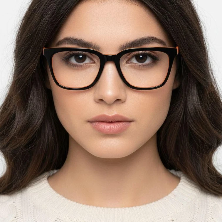 Rechteckige orangefarbene Acetatbrille #BS2012-0058