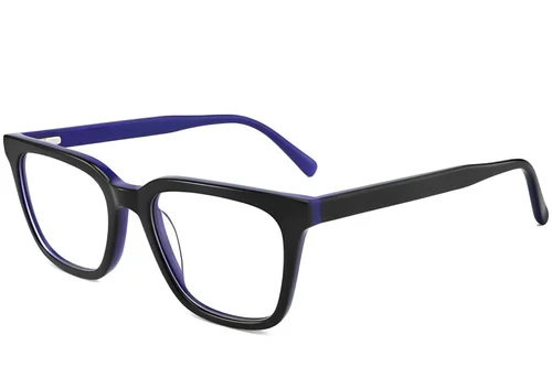 Verres rectangulaires en acétate bleu #BS2012-0059
