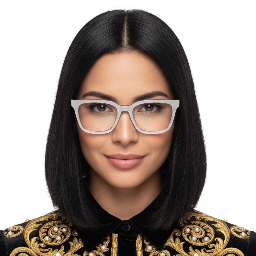 Rectangular White Acetate Glasses #BS2012-0061