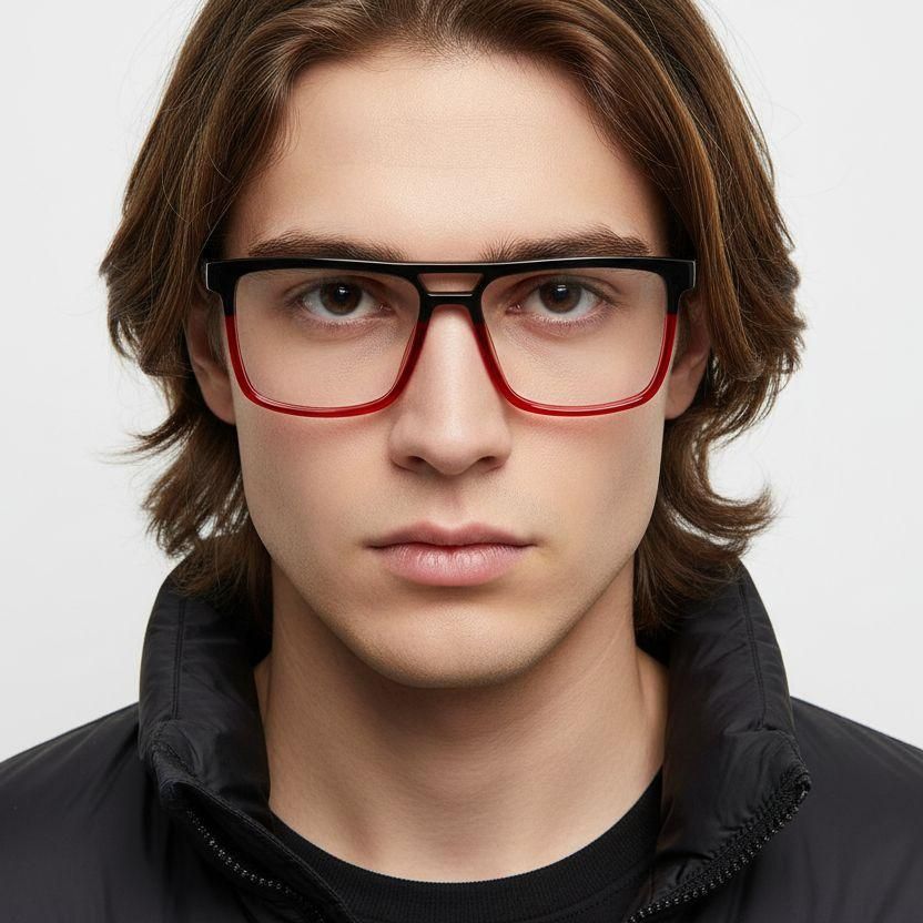 Aviator Red Acetate Glasses #BS2012-0069