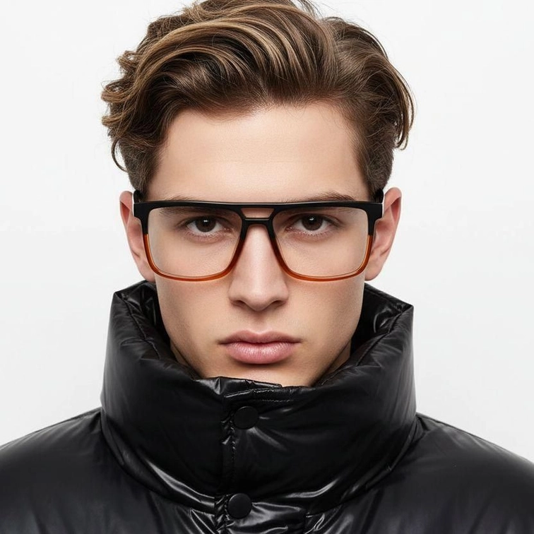 Gafas de acetato marrón estilo aviador #BS2012-0070