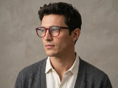 Lunettes ovales en acétate rouge #BS2012-0075
