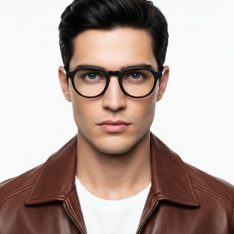 Round Black Acetate Glasses #BS2012-0076