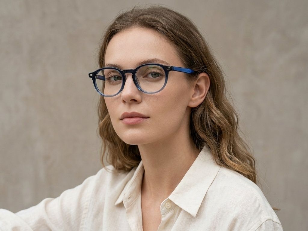 Gafas redondas de acetato azul #BS2012-0078