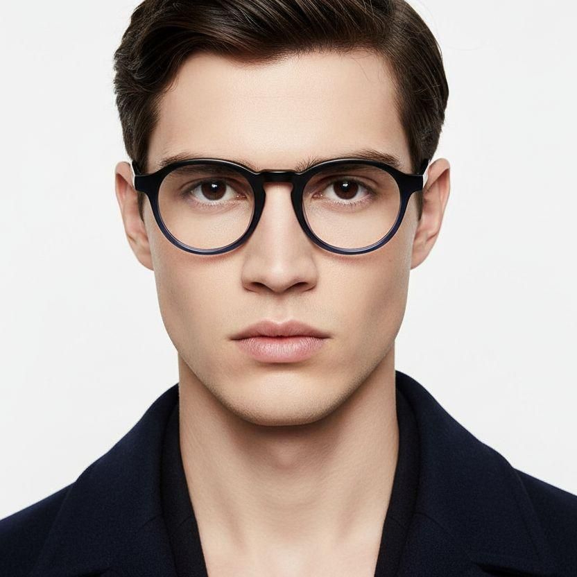 Round Blue Acetate Glasses #BS2012-0078