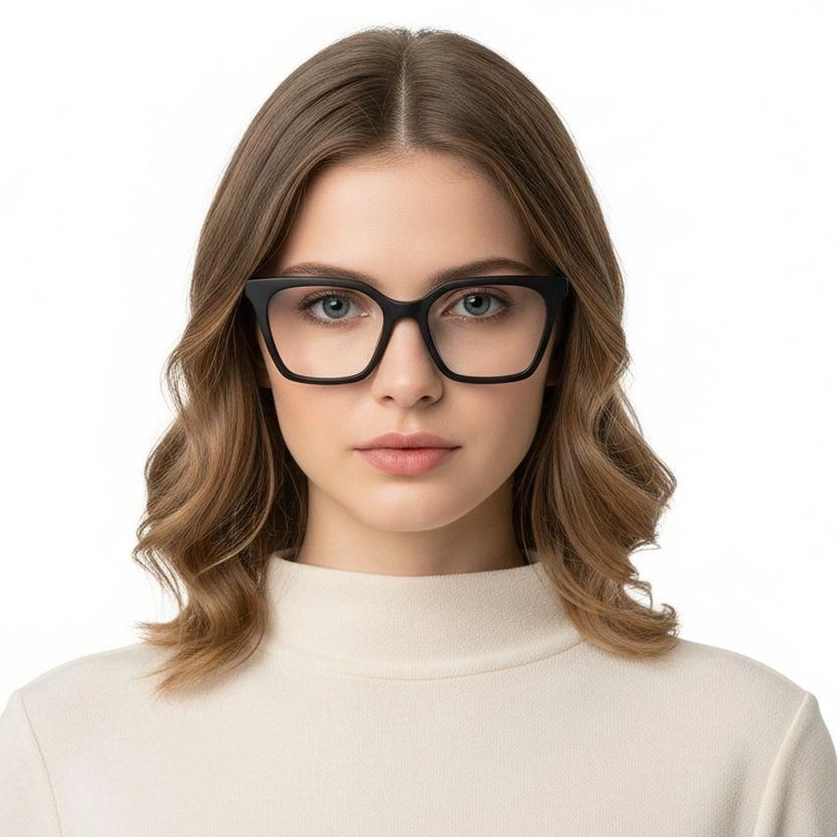 Rectangular Black Acetate Glasses #BS2012-0081