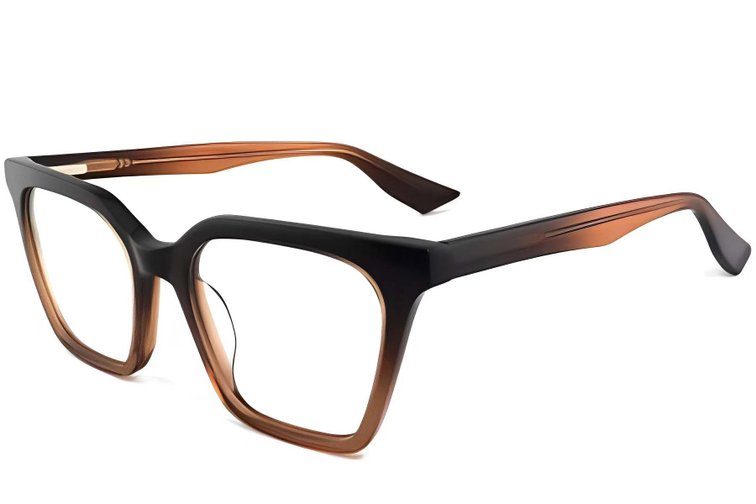 Rechteckige braune Acetatbrille #BS2012-0082