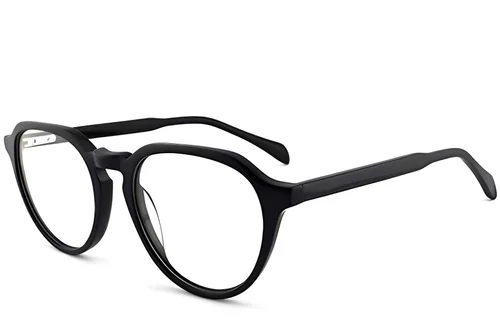 Lunettes ovales en acétate noir #BS2012-0086
