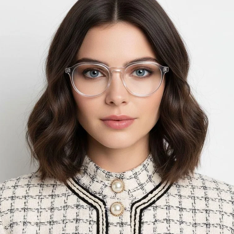 Gafas ovaladas de acetato transparente #BS2012-0088