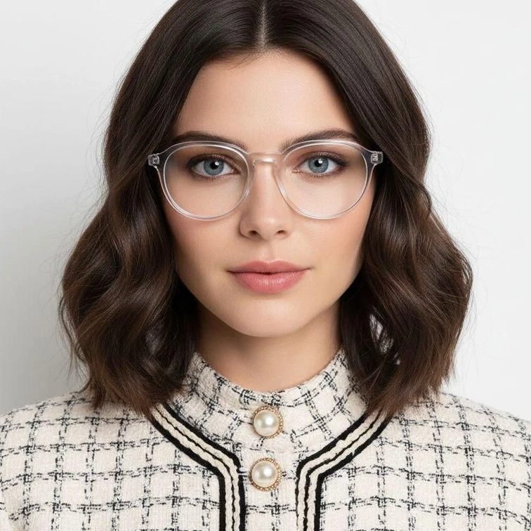 Oval Transparent Acetate Glasses #BS2012-0088