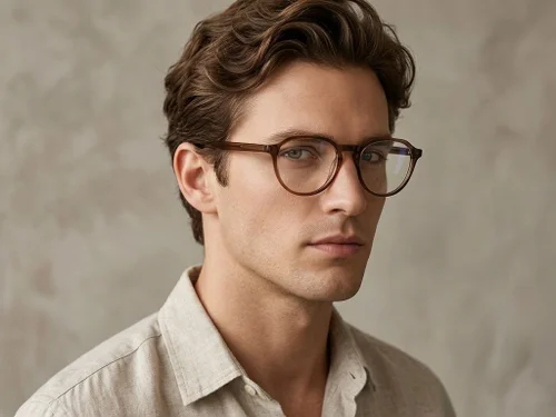 Lunettes ovales en acétate marron #BS2012-0090