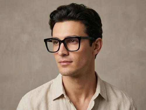 Lunettes rectangulaires en acétate noir #BS2012-0091