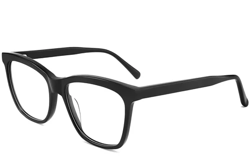 Lunettes rectangulaires en acétate noir #BS2012-0091