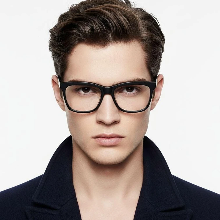 Rechteckige schwarze Acetatbrille #BS2012-0091