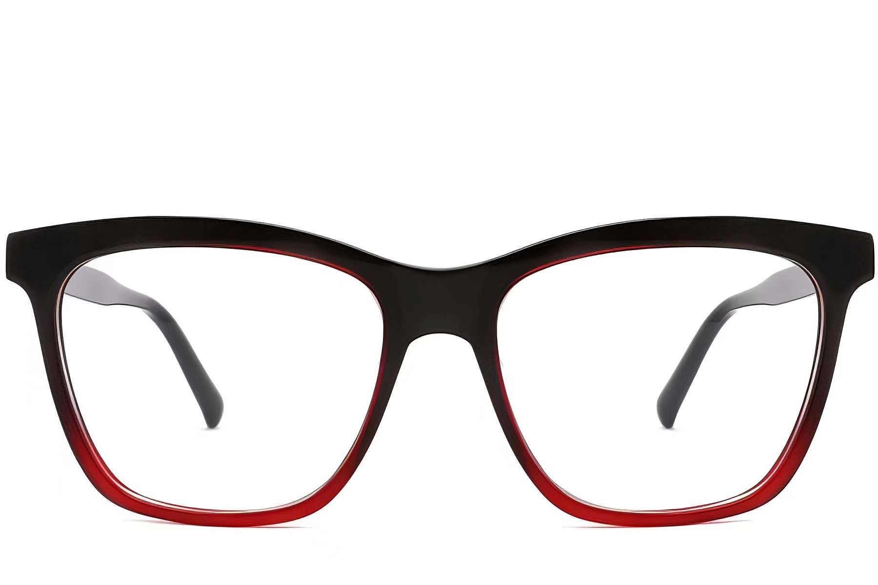 Rectangular Red Acetate Glasses #BS2012-0093