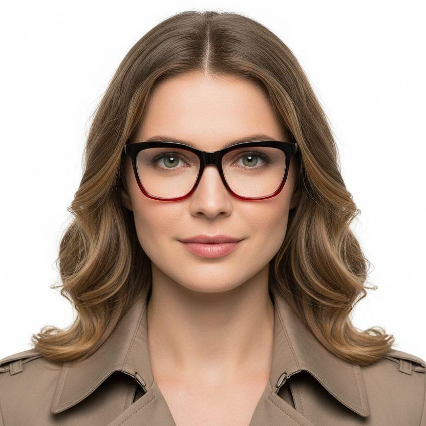 Gafas rectangulares de acetato rojo #BS2012-0093