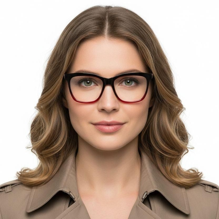 Rectangular Red Acetate Glasses #BS2012-0093